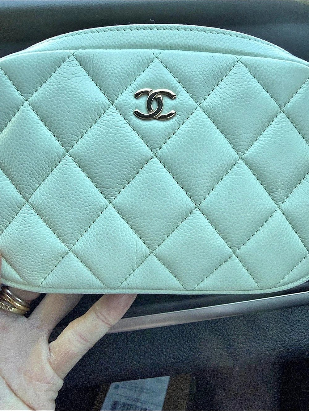 CHANEL CC Small curvy  cosmetic Case - light green